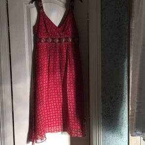 Red Patterned Silk Dress